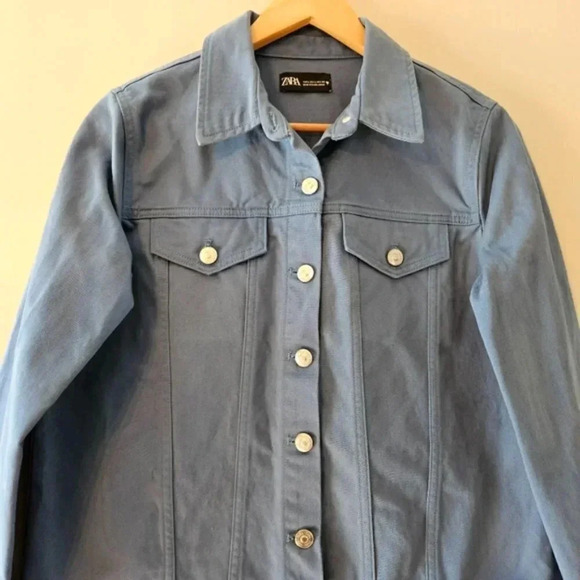 Zara Denim Long Sleeve Drop Waist Mini Dress Jean Size Large. - Picture 7 of 16